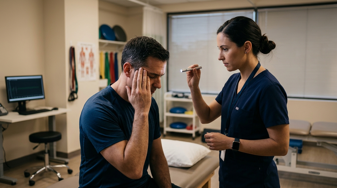 Clinical rehabilitation setting representing headache after concussion evaluation in San Diego