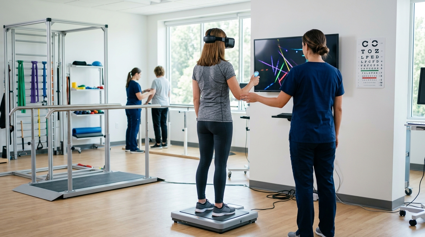 Neurologic rehabilitation equipment in a clean San Diego clinic setting
