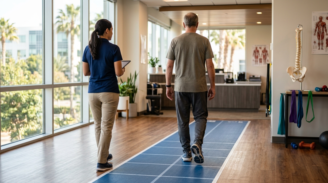 Clinical spinal stenosis evaluation setup in a modern San Diego neurology and spine rehabilitation office