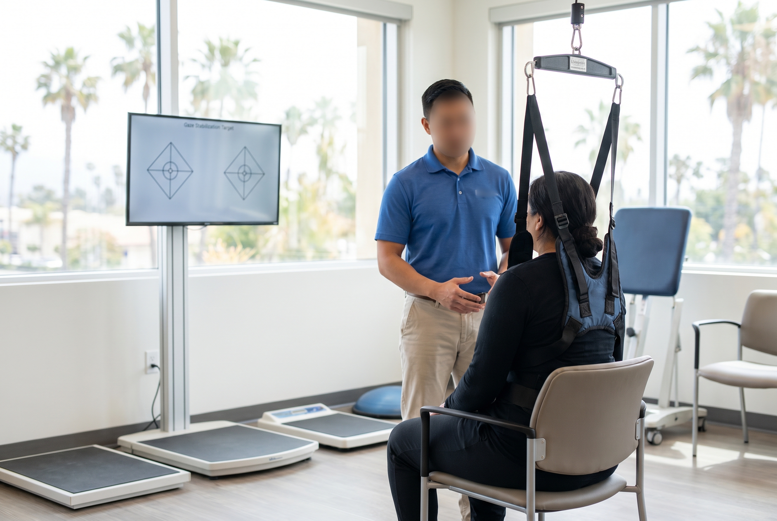 Functional neurology rehabilitation assessment equipment in a San Diego clinic