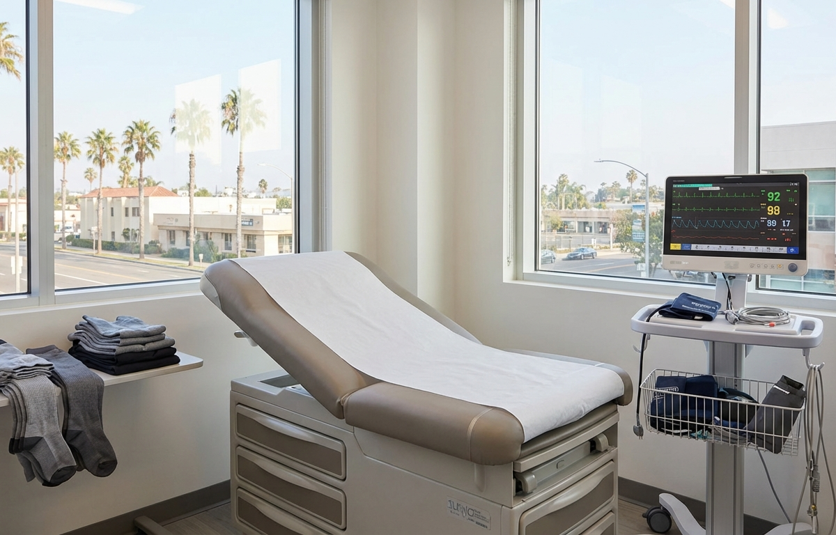 Clinical autonomic evaluation setup for POTS treatment in a San Diego neurology office