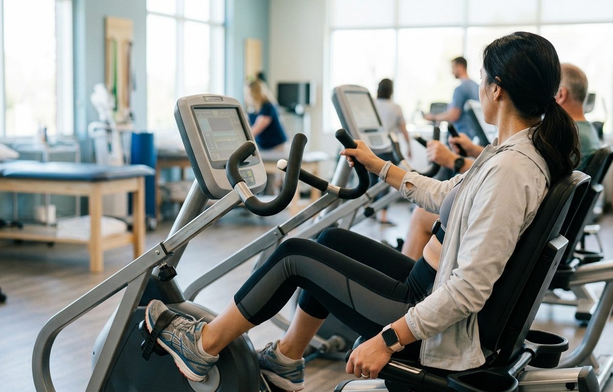 Clinical exercise tolerance evaluation setup for autonomic symptoms in a San Diego neurology rehabilitation clinic
