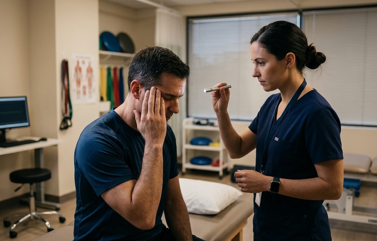 Clinical rehabilitation setting representing headache after concussion evaluation in San Diego