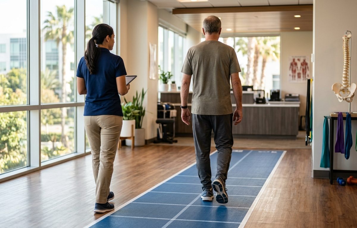 Clinical spinal stenosis evaluation setup in a modern San Diego neurology and spine rehabilitation office