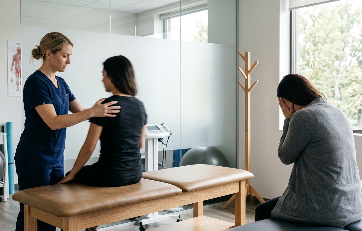 Clinical hero image representing vertigo versus lightheadedness without text or faces