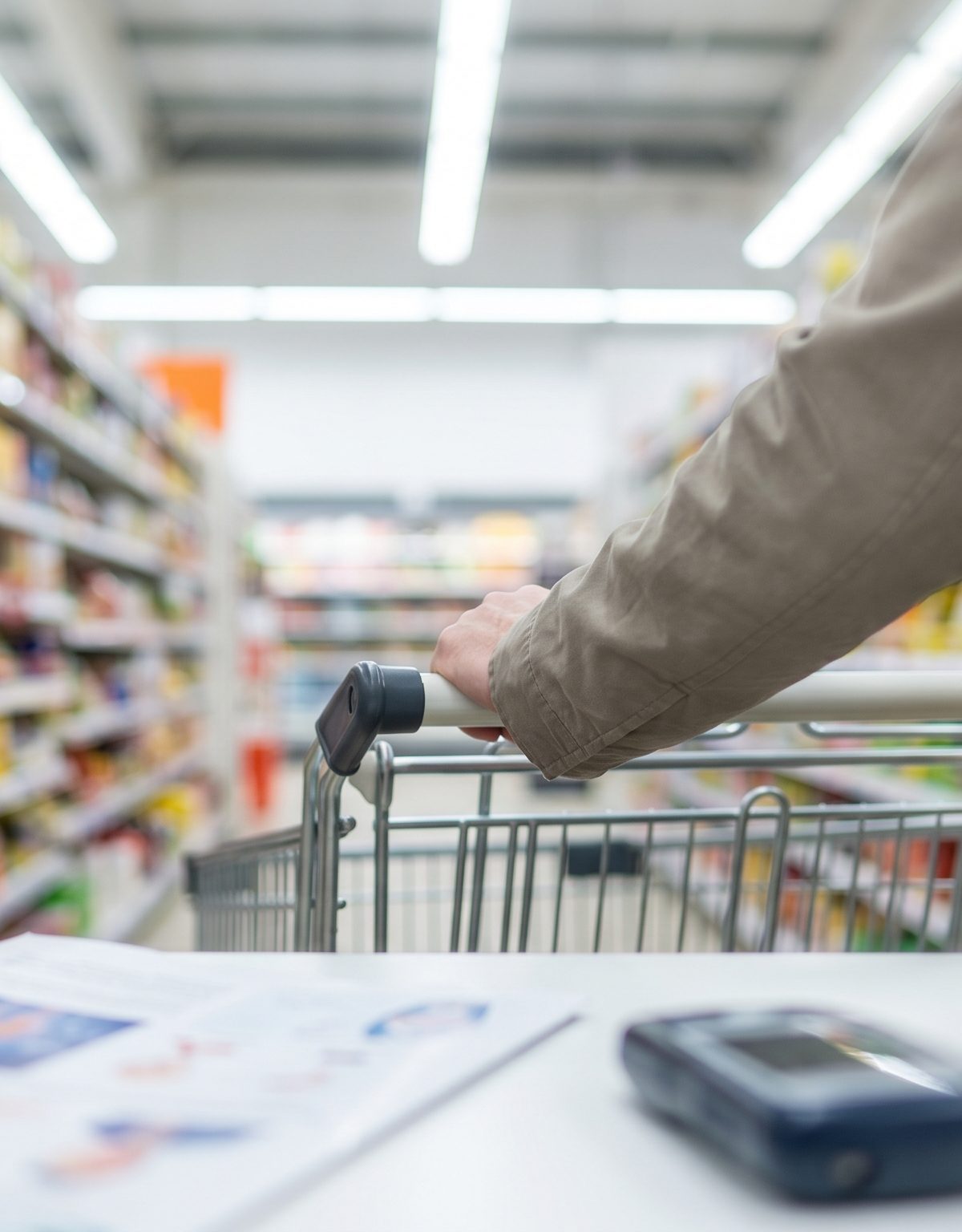 Patient experiencing dizziness in a visually busy grocery store environment
